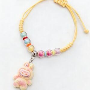 Labubu Inspired Macramé Bracelet Sunny Yellow